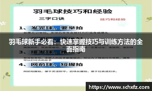 羽毛球新手必看：快速掌握技巧与训练方法的全面指南