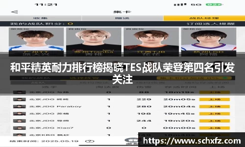和平精英耐力排行榜揭晓TES战队荣登第四名引发关注