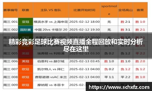 精彩竞彩足球比赛视频直播全程回放和实时分析尽在这里