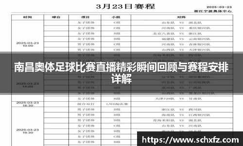 南昌奥体足球比赛直播精彩瞬间回顾与赛程安排详解