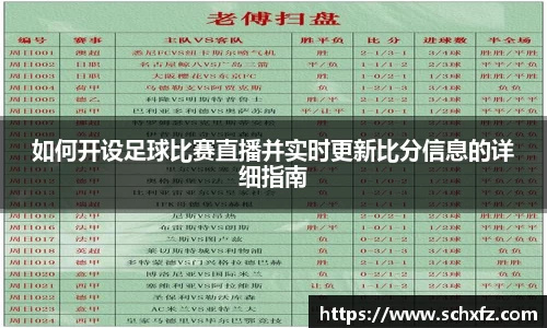 如何开设足球比赛直播并实时更新比分信息的详细指南
