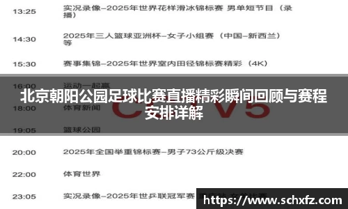 北京朝阳公园足球比赛直播精彩瞬间回顾与赛程安排详解